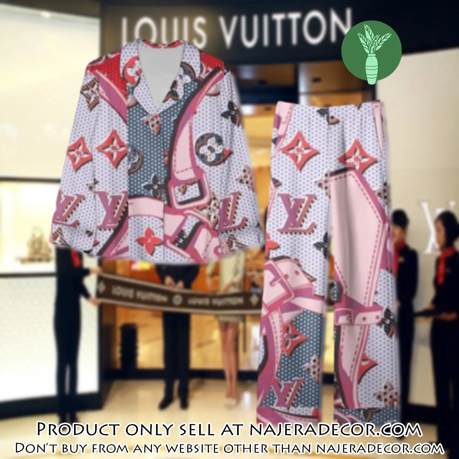 Trending luxury lv satin pajama set pjs1092 njr3800092